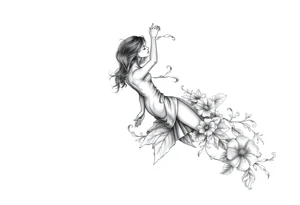 Girl falling and transitioning to standing. Surreal. Large hand helps her up tattoo idea