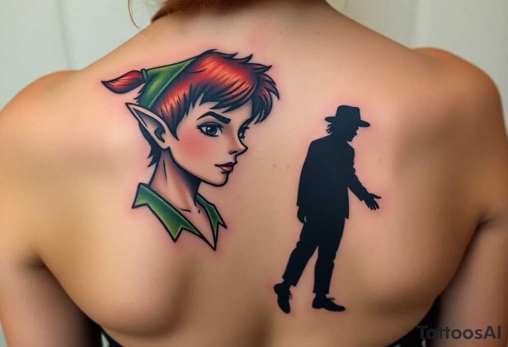 Peter Pan and his shadow. But the shadow is actually Michael Jackson. tattoo idea