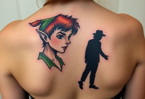 Peter Pan and his shadow. But the shadow is actually Michael Jackson. tattoo idea