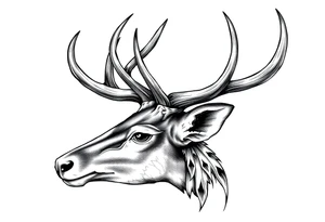 a rain deer horn with wood pattern on it tattoo idea