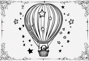 Hot water balloon with star and heart balloons and teddy inside the balloon tattoo idea