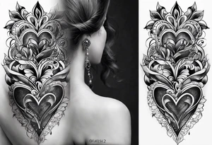Cover up 2 hearts over lapping on back at base of neck tattoo idea