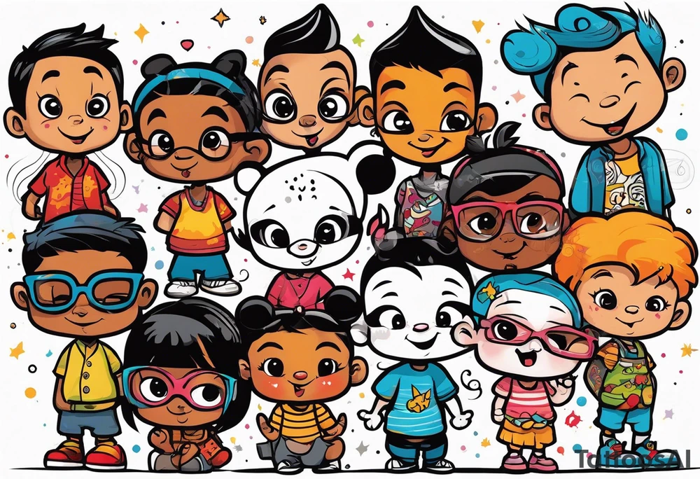 SMALL CHILDREN, OF DIFFERENT RACES, 8 EARS OLD, IN A GROUP OF 5 tattoo idea