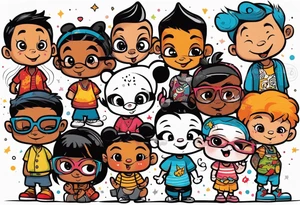 SMALL CHILDREN, OF DIFFERENT RACES, 8 EARS OLD, IN A GROUP OF 5 tattoo idea