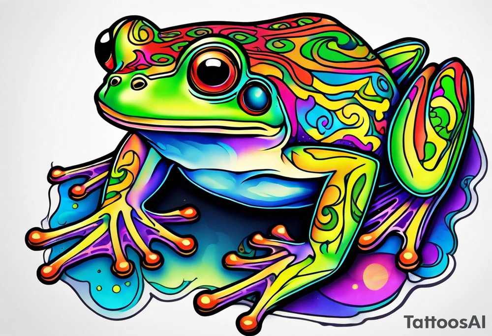 a psychedelic frog tattoo idea