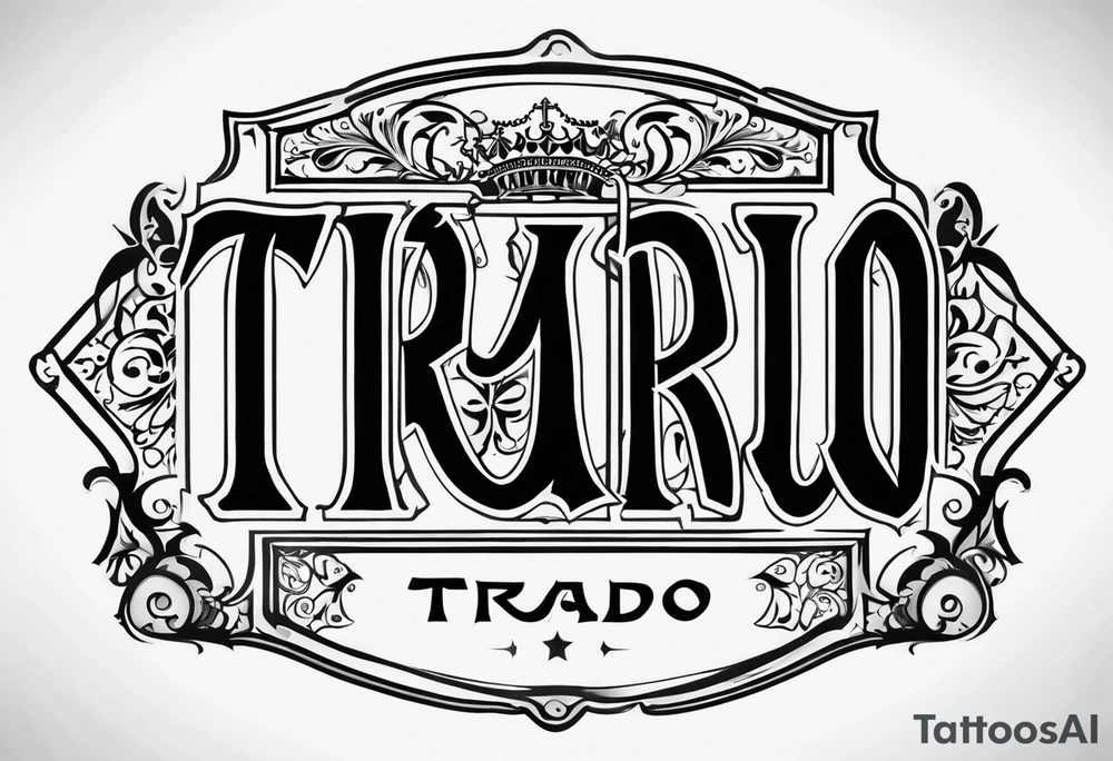 The word “Tirado” on the back like a football jersey old English font simple tattoo idea