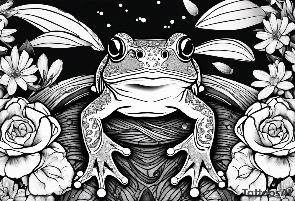 Frog, engagement ring, flowers, sharks tattoo idea