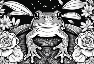 Frog, engagement ring, flowers, sharks tattoo idea