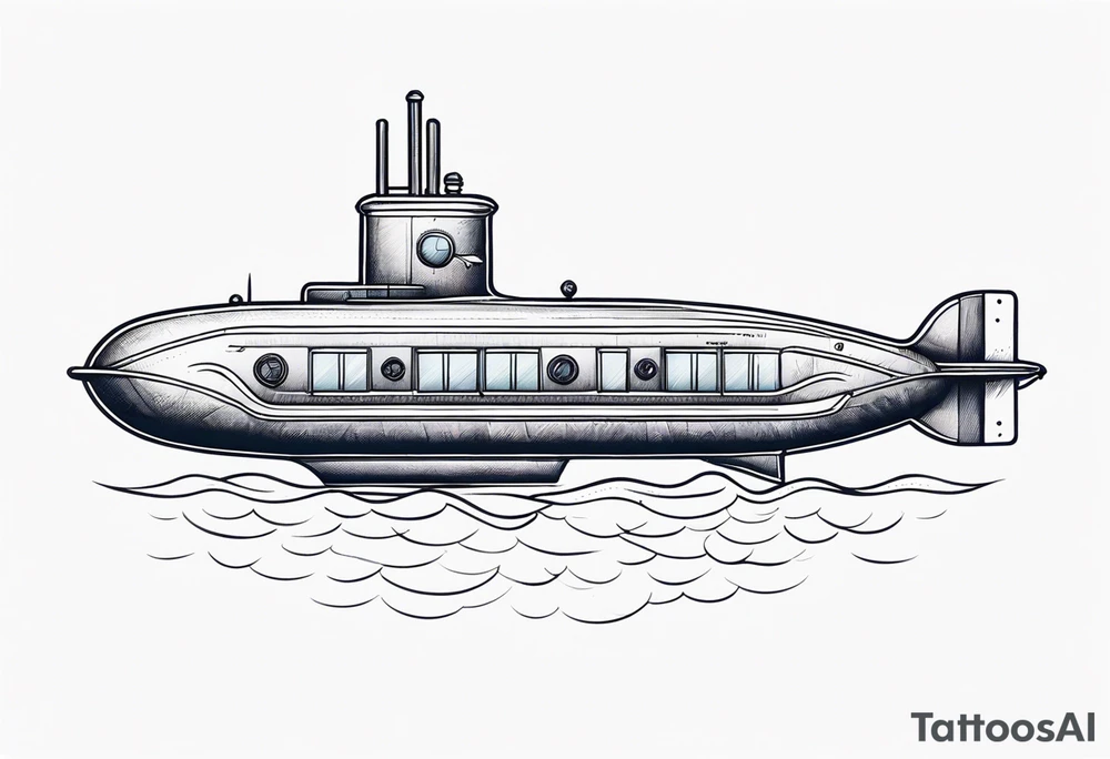 modern submarine front view tattoo idea