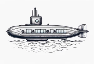 modern submarine front view tattoo idea