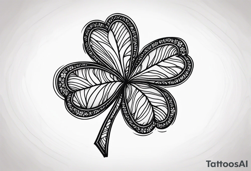 simple leaf and clover with stippled shading tattoo idea