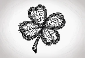 simple leaf and clover with stippled shading tattoo idea