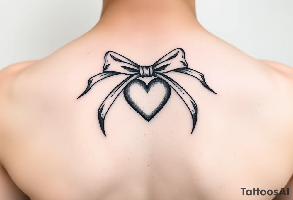 delicate bow with center tied into a heart tattoo idea