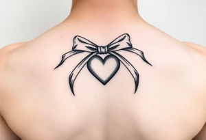 delicate bow with center tied into a heart tattoo idea