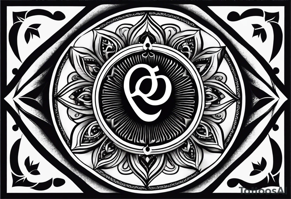 Spiritual forearm sleeve tattoo centred around the Sanskrit Om symbol for breathe tattoo idea