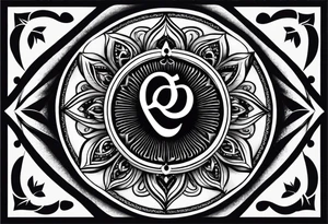 Spiritual forearm sleeve tattoo centred around the Sanskrit Om symbol for breathe tattoo idea