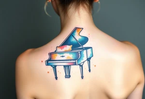 Delicate Grand piano under the stars tattoo idea