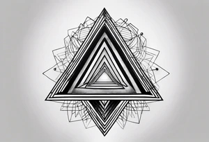 Un triangulo con una persona al medio, estilo de dibujo con lineas en blanco y negro mas simple solo lineas y una persona al centro, no mas de 6 lineas tattoo idea
