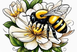 Little Bee and flowers tattoo idea