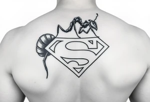 Black ant carrying the Superman logo on his back tattoo idea