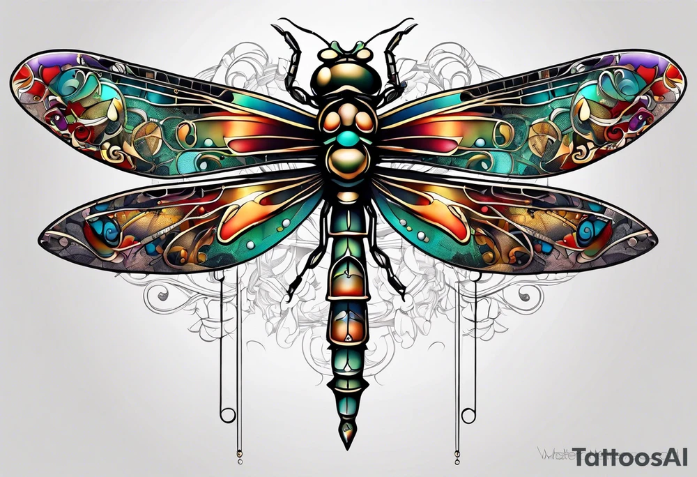 Mechanical dragonfly tattoo idea