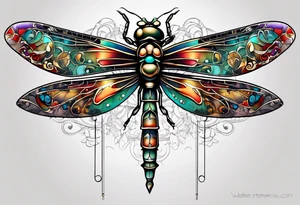 Mechanical dragonfly tattoo idea