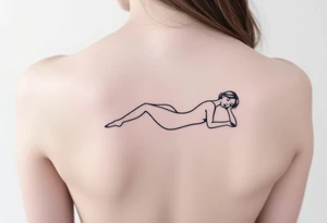 delicate small silhouette of woman lying on her side tattoo idea