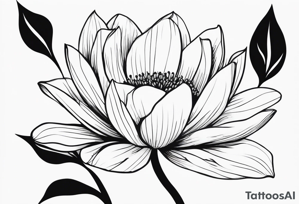 one simple and not too detailed flower in black and white tattoo idea