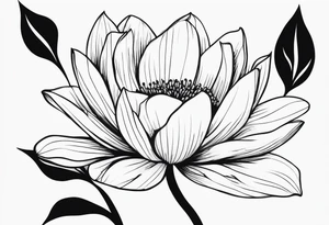 one simple and not too detailed  flower in black and white tattoo idea