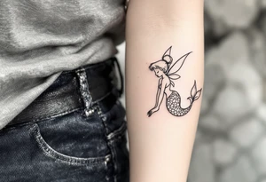 tinkerbell as a fairy and the little mermaid tattoo idea