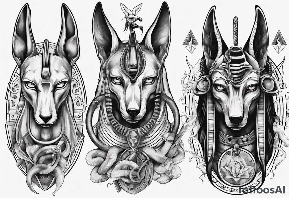 Anubis with snakes tattoo idea