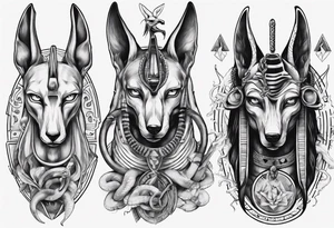 Anubis with snakes tattoo idea