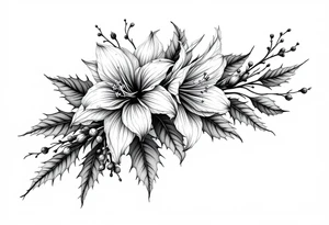 narcissus flowers and holly tattoo idea