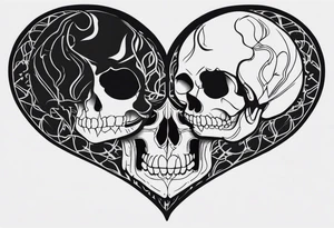 merge heart and skull tattoo idea