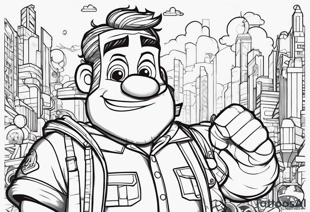 I want a line tatto of sour Bill from wreck it Ralph tattoo idea