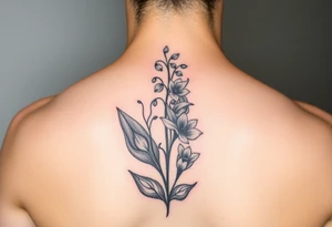 Lilly if the valley and larkspur intertwined tattoo idea