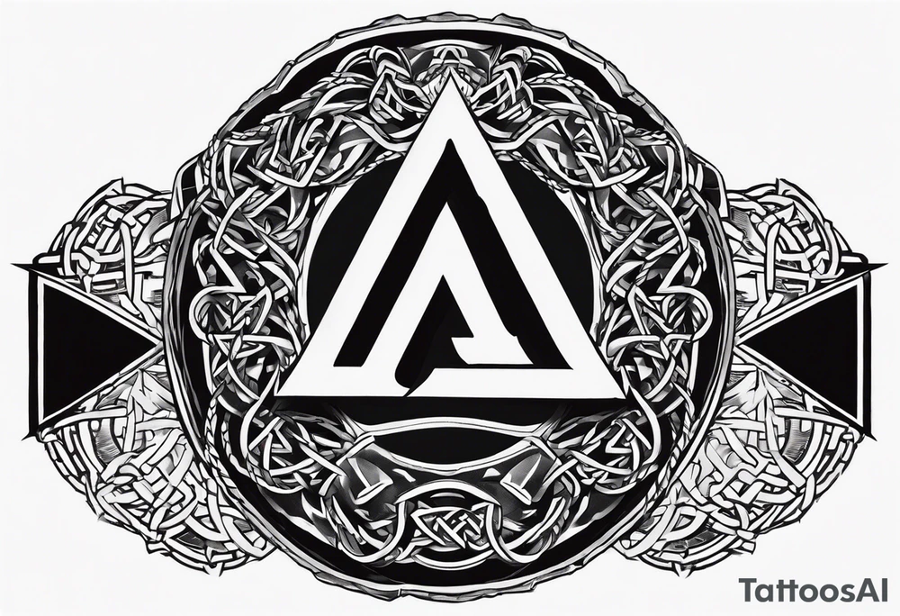 Valhalla round shield axe
Valknut barbed wire chains tattoo idea Valhalla round shield axe
Valknut barbed wire chains tattoo idea