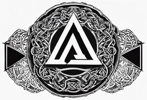 Valhalla  round shield axe
Valknut barbed wire chains tattoo idea
