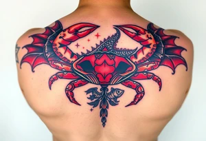 Crab, fish, dragon tattoo idea