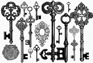 old antique skeleton key with 2016 on it. tattoo idea