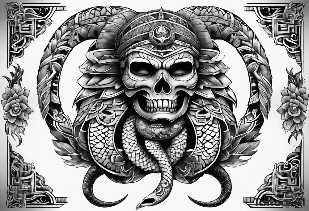 aztec snake sleeve tattoo idea
