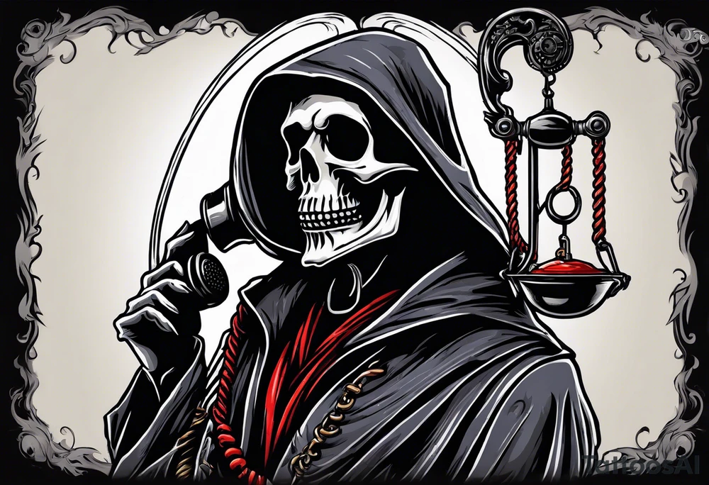 Grim reaper talking on a telephone tattoo idea