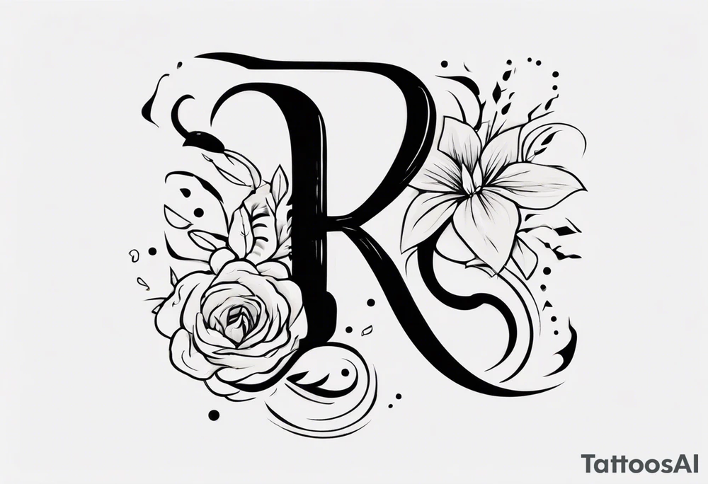 Letter R with date 09.01.23 tattoo idea