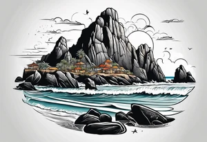 Cabo beach that shows the famous rock formation tattoo idea