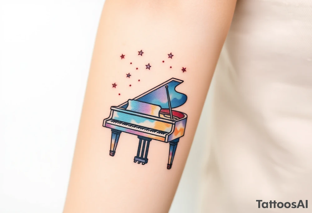 Grand piano under stars tattoo idea