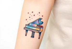 Grand piano under stars tattoo idea