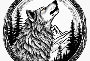 Howling wolf tattoo idea