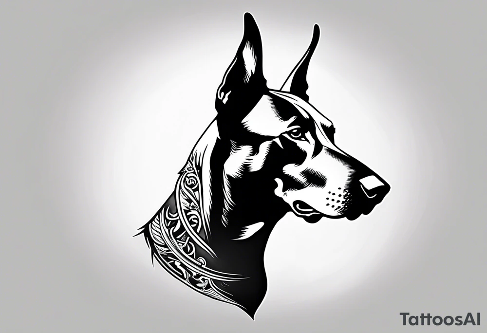 doberman full body minimalistic tattoo idea