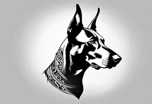 doberman full body minimalistic tattoo idea