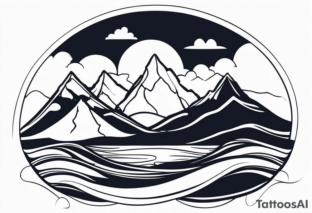 Mountains and ocean tattoo idea